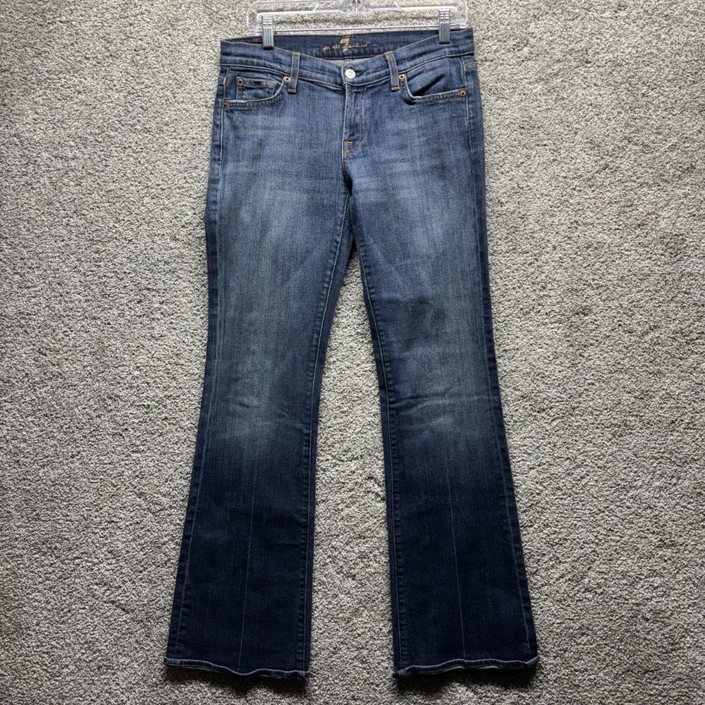 7 for All Mankind Womens Jeans Size 30‎ (32x32) Distressed Dark Wash Flare USA